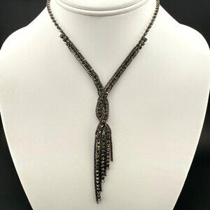 Christinas Collection Crystal Rhinestone Y Necklace‎ With Braided Tassel Accent